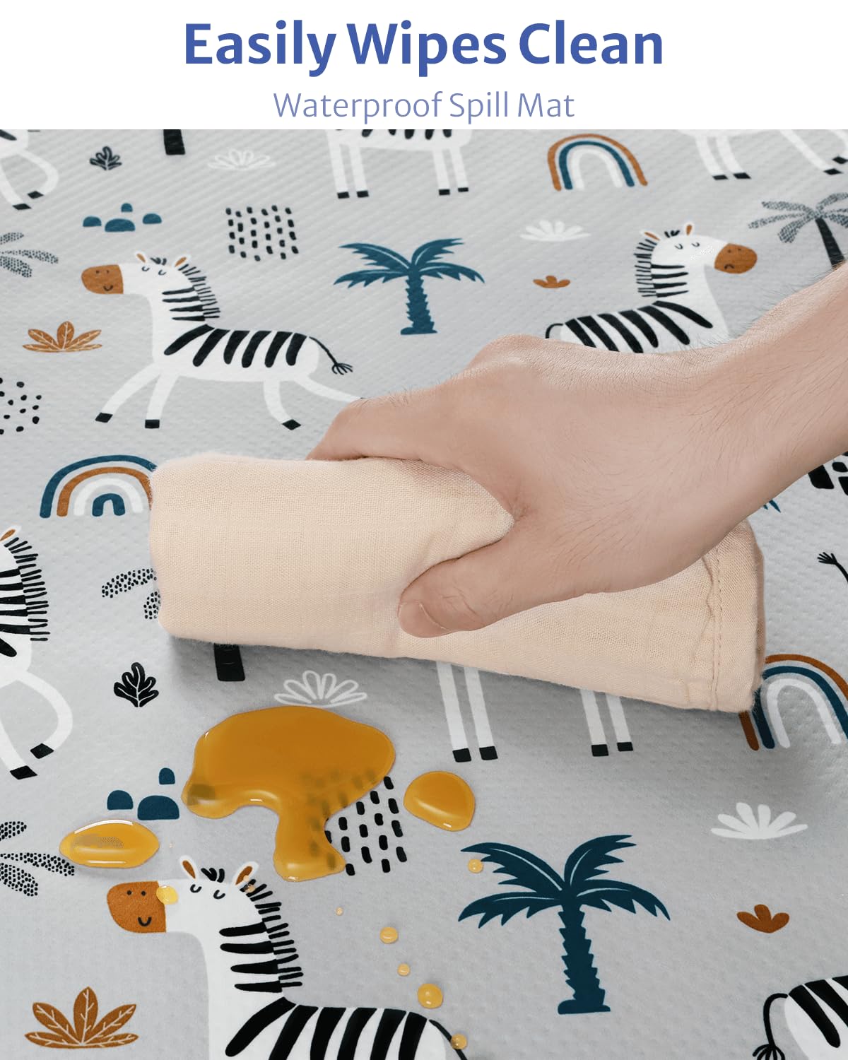 Blissful Diary Baby Splat Mat For Under High Chair, 51 X 51 Inch Splash Mat, Waterproof And Washable Spill Mat, Anti-Slip Floor