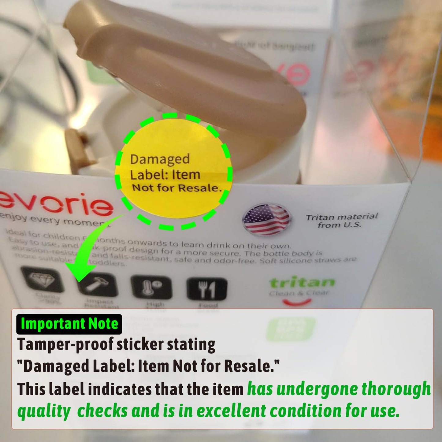 Evorie Tritan Toddler Sippy Cup With Silicone Straw, Spill-Proof Straw Water Bottle For Kids 1-4 Years Old, 10 Oz, Removable Han