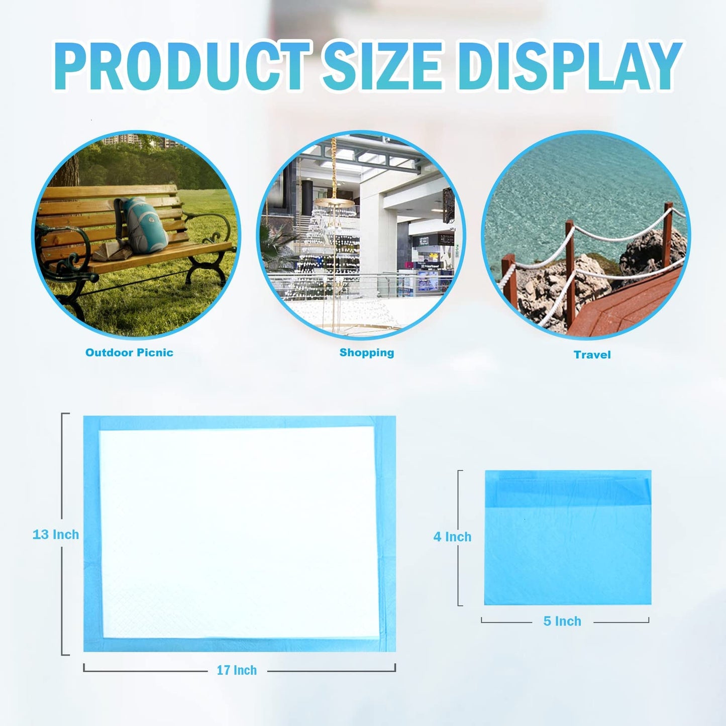 Timoo 100 Pcs Disposable Changing Pad Leak-Proof Underpad Bed Table Protector Mat, Soft Non-Woven Fabric, 17 Inches X 13 Inches