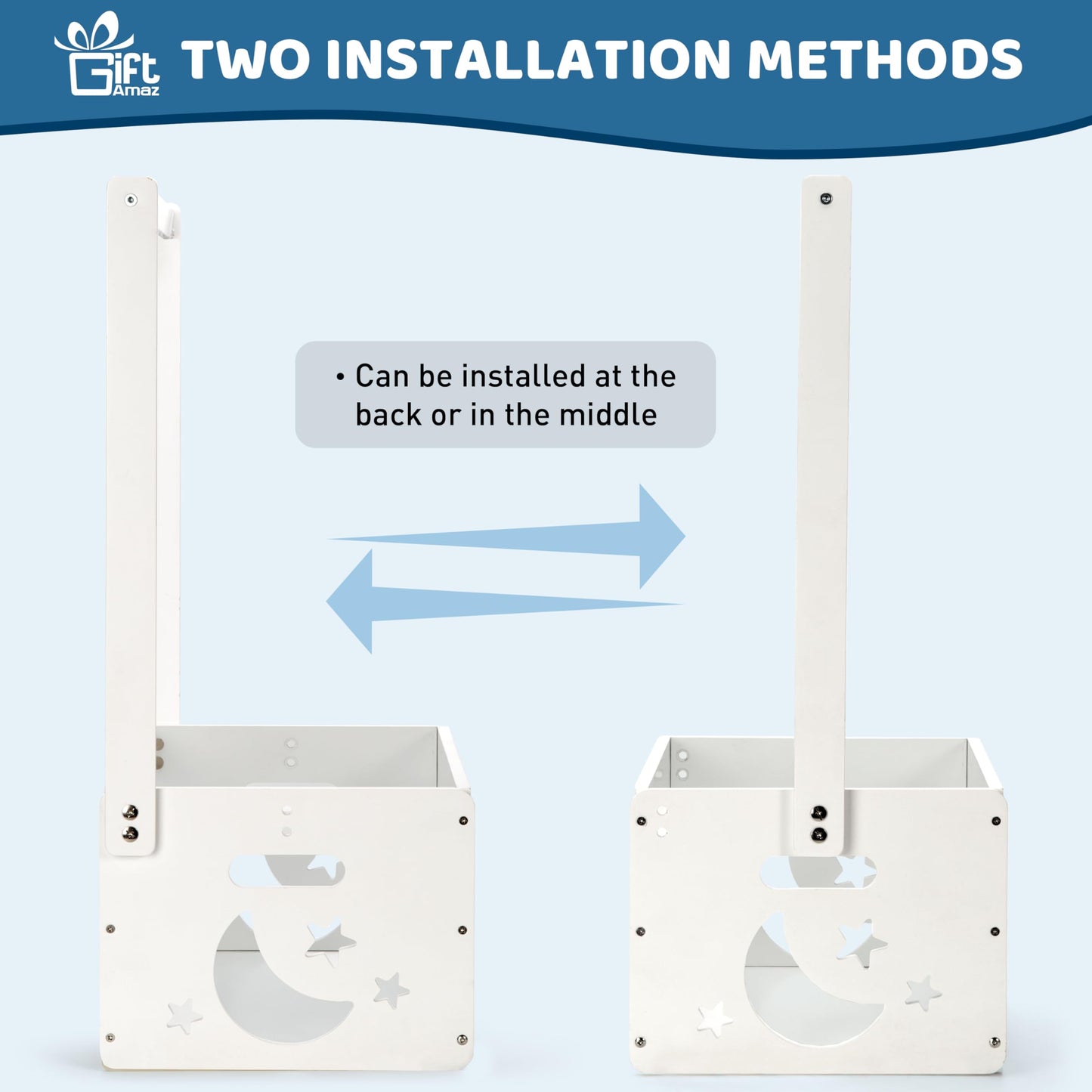 Giftamaz White Wooden Baby Shower Crate Closet, Baby Storage Crate With Handle, Basket For Baby Shower Gifts, Welcome Gift Baske