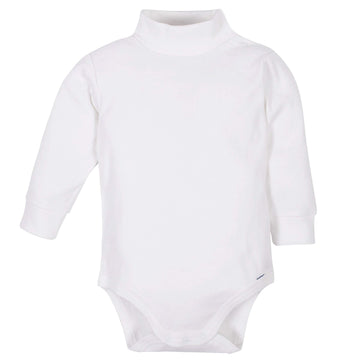 Gerber Baby Boys 2-Pack Long Sleeve Turtleneck Onesies Bodysuits Footie, White, 12 Months Us
