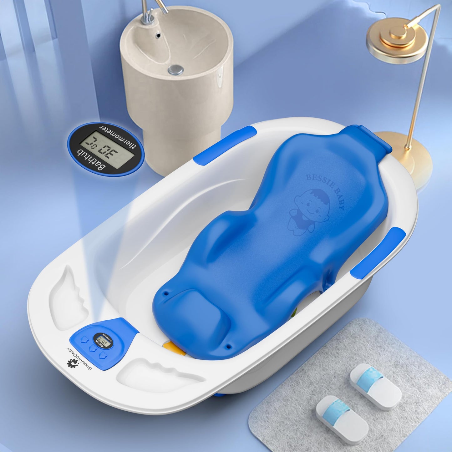 Staranddaisybath Tub For 0 To 3 Years/Newborn Baby Bath Tub/Infants Bathtub With Temperatures Sensor & Baby Bath Seat/Sling, Ant