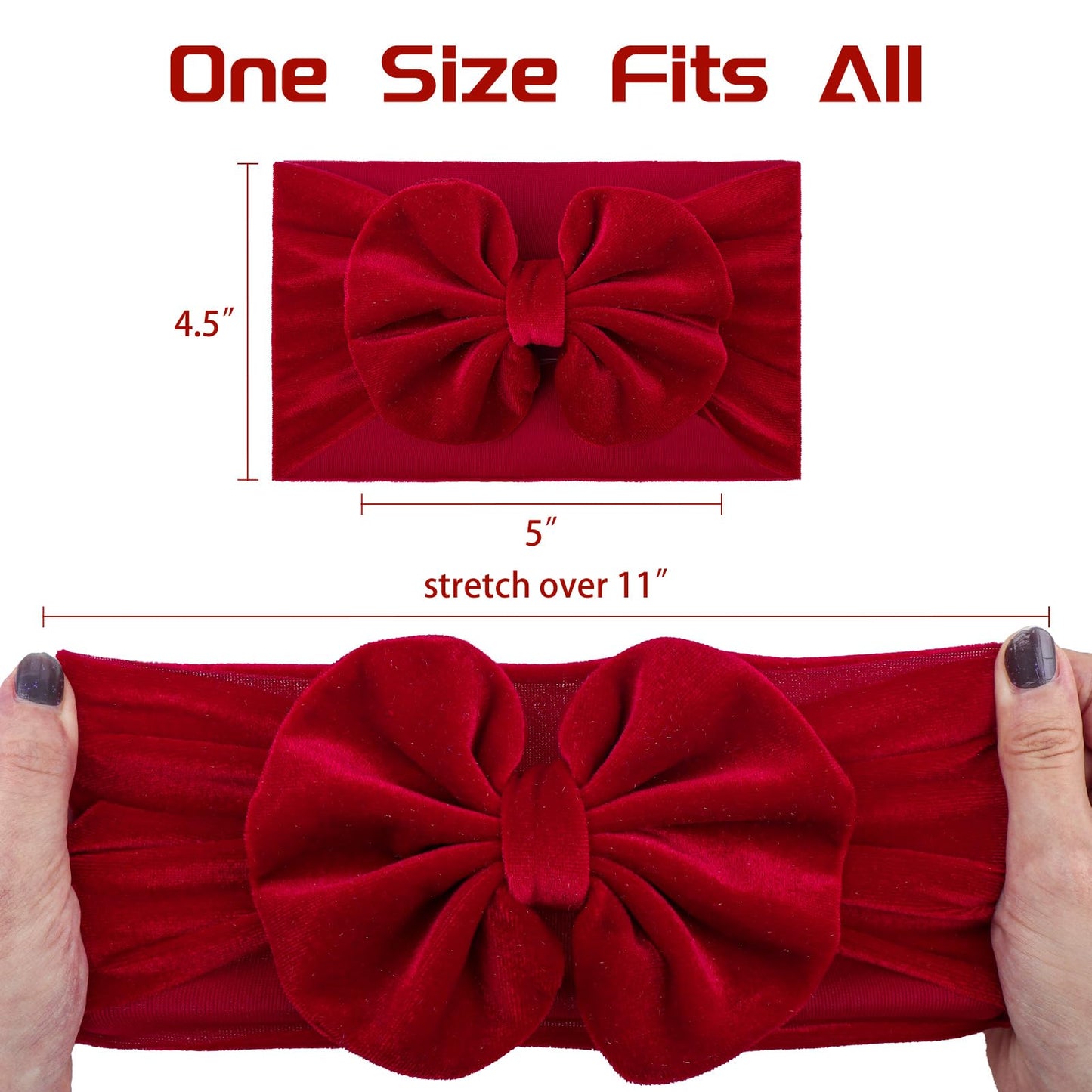 Yanjie Baby Girl Bows Christmas Velvet Baby Headbands Big Baby Bows Wide Head Wrap Hair Accessories For Toddlers Newborn Infants