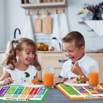 Simply Magic 5 Placemats For Kids - Kids Placemats Non Slip, Washable Reusable Toddler Placemats, Educational Placemats: Money,