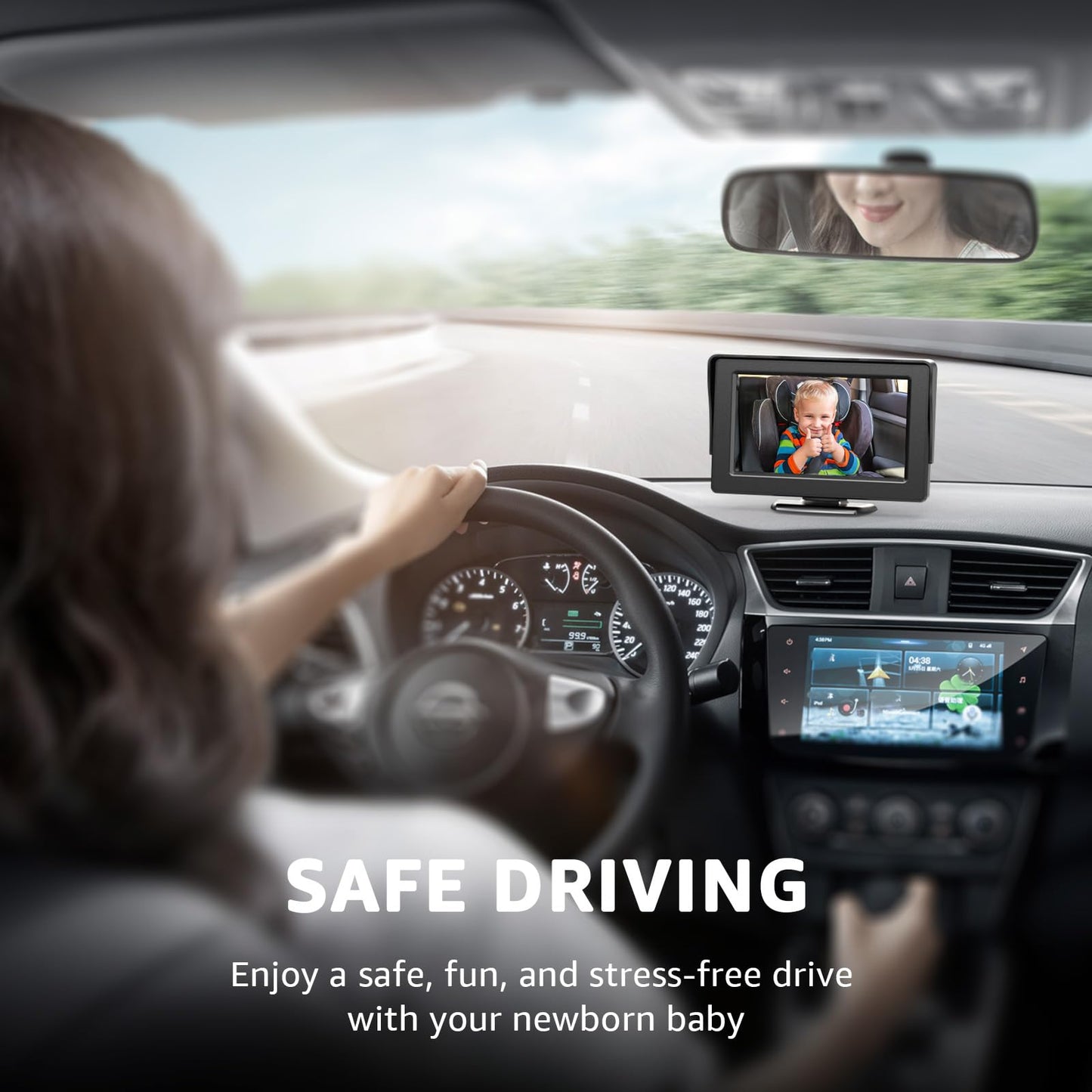 Baby Car Camera, Hd Display Baby Car Mirror With Night Vision Feature, 4.3 Inch Baby Car Monitor With Wide Clear View, Baby Car