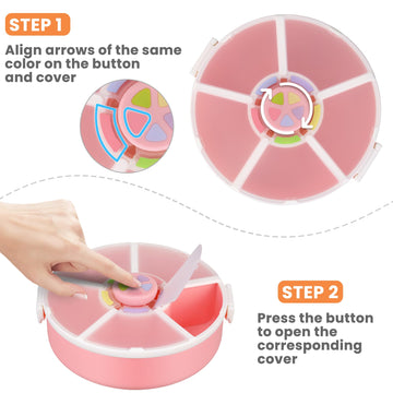 Pawtong 2 Pack Kids Snack Spinner Container Reusable Snack Box With 5 Compartment Dispenser And Lid, Bpa And Pvc Free, For Toddl