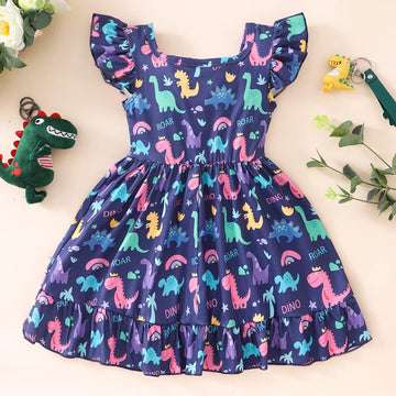 Zarmfly Girl Dinosaur Dress Kids Summer Dresses Back To School Outfits Dinosaur Clothes For Girls 5T