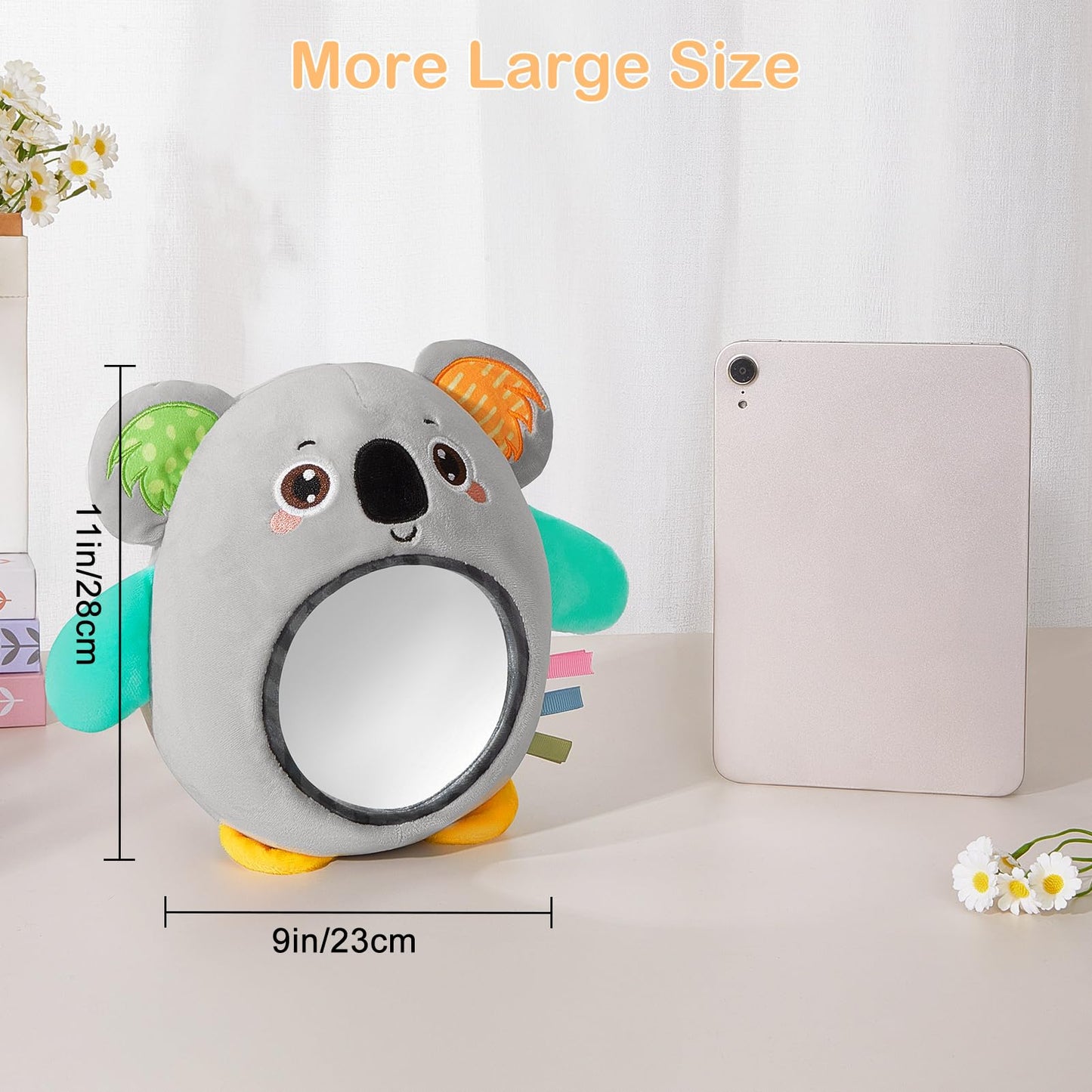 FIOBEE Tummy Time Toys Baby Mirror Tummy Time with Crinkle & Jingle Sounds Large Baby Sensory Toys for Infant Ages 0 3 6 Months