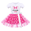 Imekis Mouse 4Th Birthday Outfit Baby Girls Dress Polka Dots Mini Tutu Headband Four Years Old Cake Smash Photo Shoot Kids Fourt