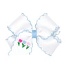 Wee Ones Girls' Easter Embellished Grosgrain Bow With Moonstitch Edge On A Weestay Clip, Handmade, Medium, Tulip Embroidery