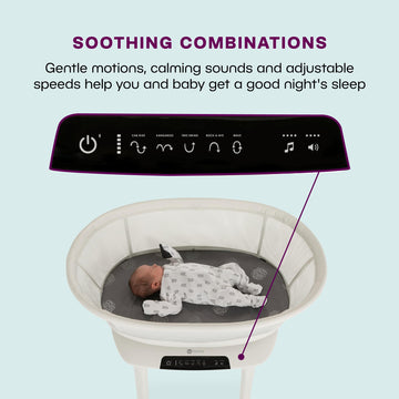 4moms MamaRoo Sleep Bassinet, Supports Babys Sleep with Adjustable Features - 5 Motions, 5 Speeds, 4 Soothing Sounds and 2 Heig