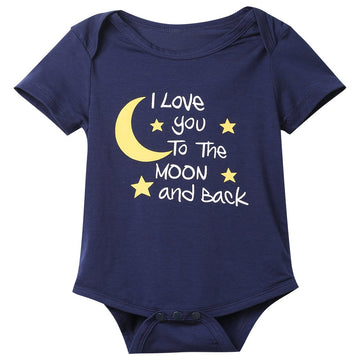 Baby Boys 3Pcs Outfit Set To The Moon And Back Romper Long Pants With Hat (3-6 Months)