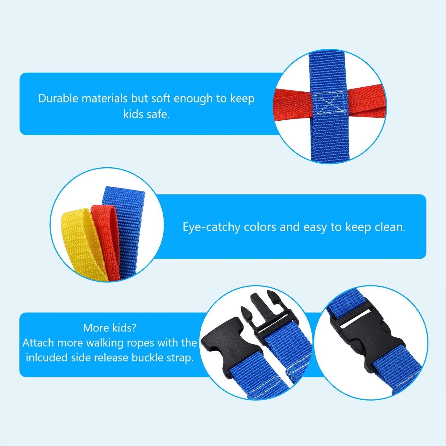 Children'S Safety Walking Rope With 8 Colorful Handles & 2 Guide Handles - Perfect For Daycare Preschool Kindergarten | Extendab
