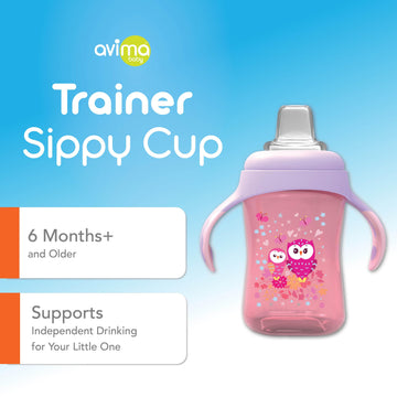 Avima Baby 10 Oz Spill Proof Baby Sippy Cup W/Interchangeable Soft Spout Nipple - Trainer Sippy Cup With Handles - Bpa Free & Di