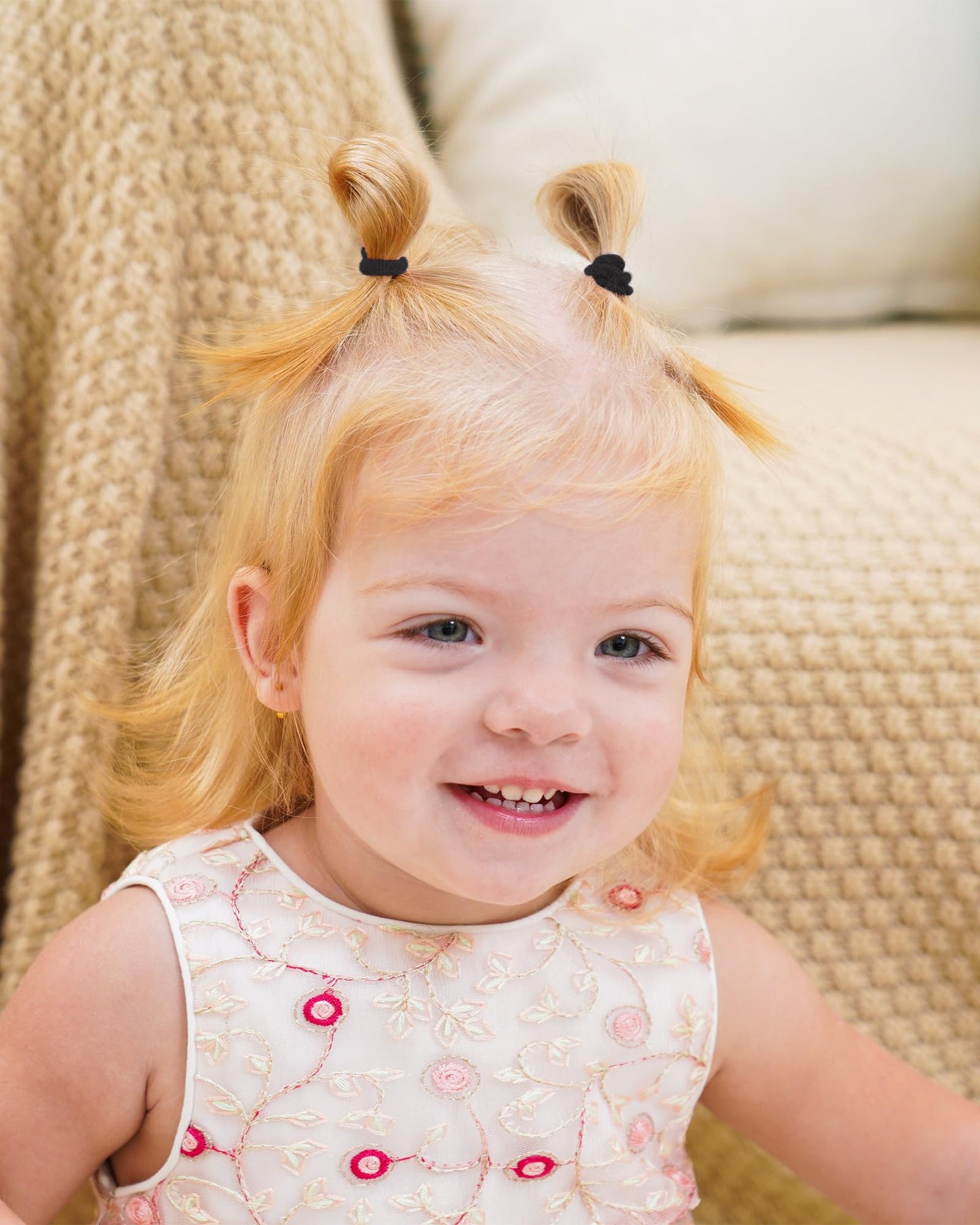 Jollybows 300Pcs Baby Hair Ties Girls Elastic Hair Accessories Small Nylon Hair Bands For Toddler Infant Ponytail Holders 1' Bl