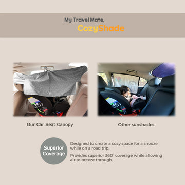 Universal Convertible Car Seat Cover - Backseat Shade & Sun Shade Visor Extender for Baby & Toddler - Rear & Forward Facing