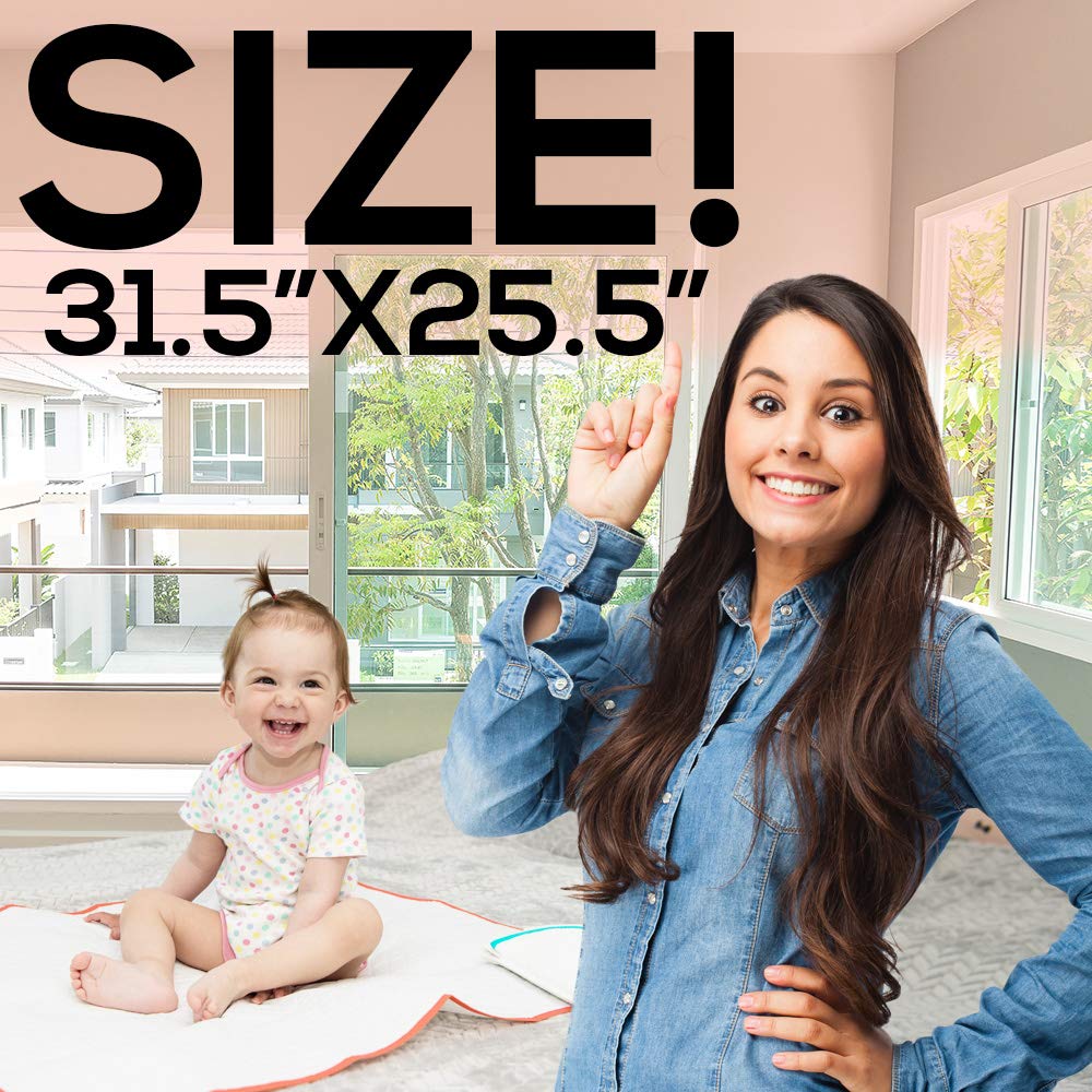 Portable Changing Pad - Waterproof Reusable Baby Changing Mats For Girls Boys - Large Size 25.5 X31.5 Pack Of 2 - Reinforce