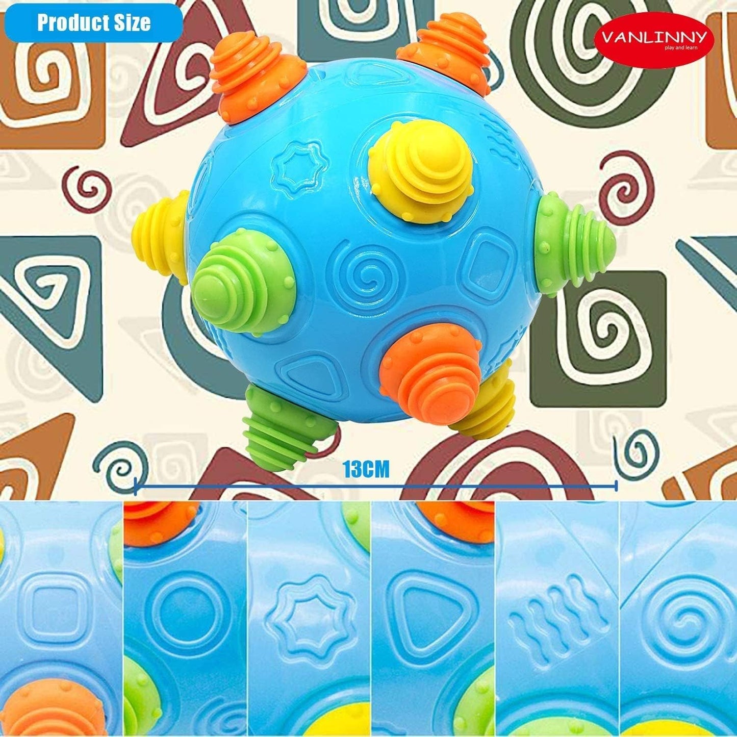 VANLINNY Toddlers Baby Music Shake Ball Toy Bumble Ball for Babies,Dancing Bumpy & Interactive Sounds Crawl Ball Toy, Best Bounc