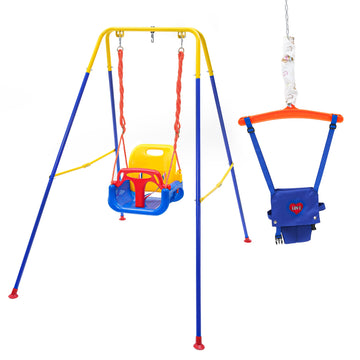 3-In-1 Swing Set Baby Jumper And Bouncers For Toddler, Baby Swing Is Suitable For Indoor And Outdoor Play, With A Foldable Metal