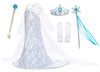 Luxury White Princess Dress Costumes With Shining Long Cape Girls Birthday Party 7-8 Years