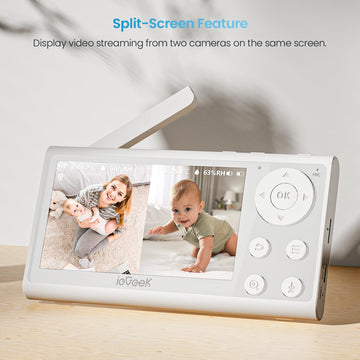 Iegeek Baby Monitor With 2 Cameras, Split-Screen Video Baby Monitor With Audio And 1080P Camera 4.3' Screen - Night Vision, Two