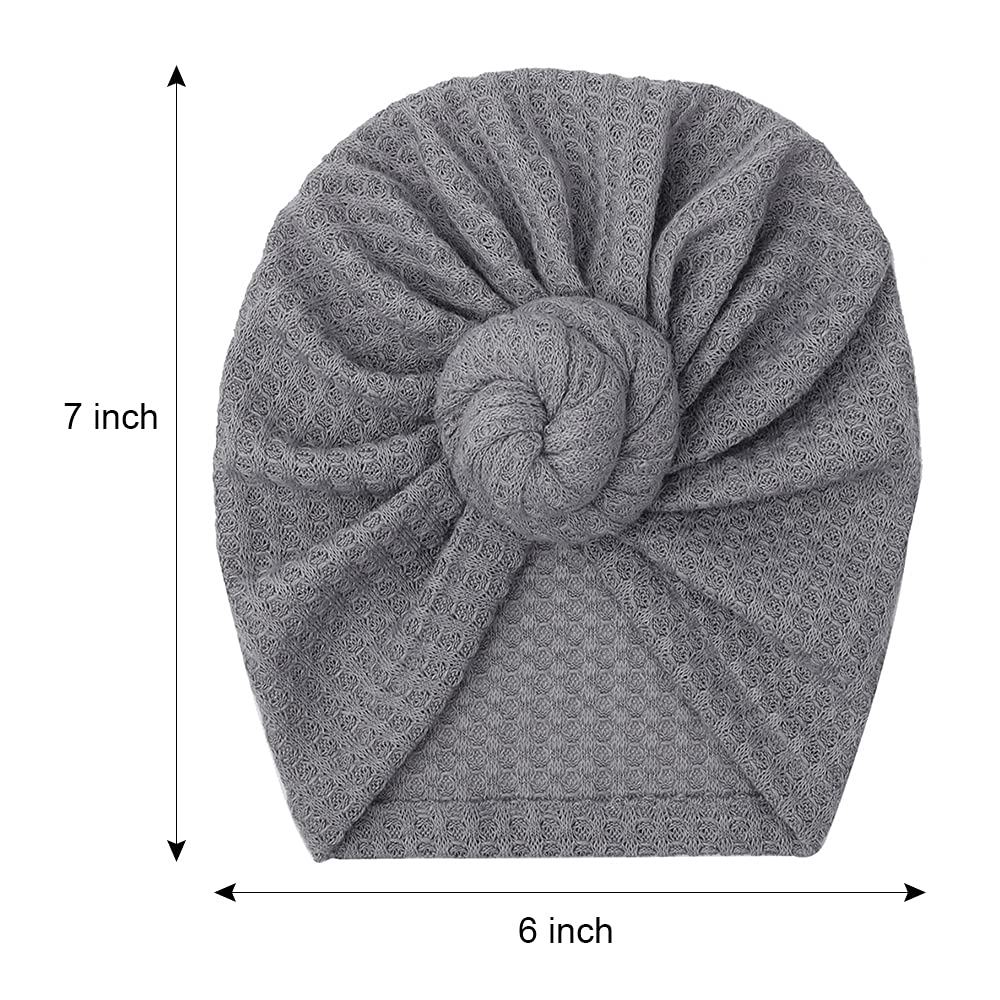 Jiahang Baby Donut Knotted Bow Hat, Waffle Knit Turban Head Wrap, Unisex Baby Beanie India Cap For Infants Toddlers Girls 6 Pcs