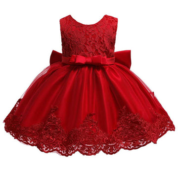 Baby Girl Ball Gown Dress Infant Birthday Party Christmas New Year Dresses Toddler Christmas (Red,6M)