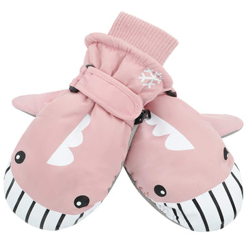 Toddler Mittens Winter Snow Glove Waterproof Mitten Warm Fleece Kid Ski Gloves For Boys Girls Pink Whale M