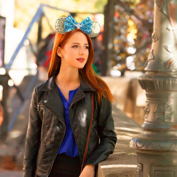 Mado Jasmine Mouse Ears Headband, Gold Blue - Women Girls Costume Headwear, Princess Dress Accessories For Party Favors, Casual