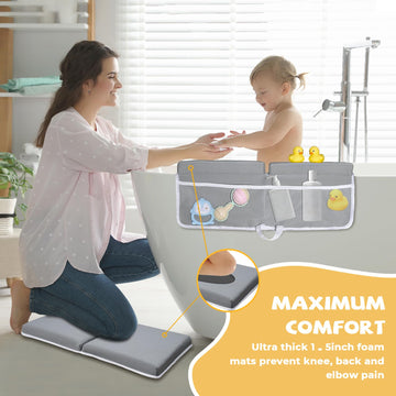 Bath Kneeler And Elbow Rest Pad Set, Quick Dry Baby Bath Kneeling Pad Thick Soft Non-Slip Baby Bathtub Mat For Baby Bathing, Bab