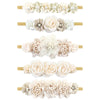 Cinaci 5 Pieces Super Stretchy Soft Baby Girl Nylon Flower Headbands Baptism Christening Floral Tiaras Crowns Hairbands Hair Acc