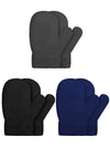 SATINIOR 3 Pairs Toddler Magic Stretch Mittens Little Girls Knit Mitten Baby Boys Soft Winter Knitted Gloves(Dark Gray, Navy Blu