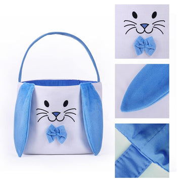 Fanunny Easter Bunny Baskets For Kids Empty Egg Hunt Bags, Rabbit Buckets With Handle For Carrying Candy Cute Stuffed Easter Fes