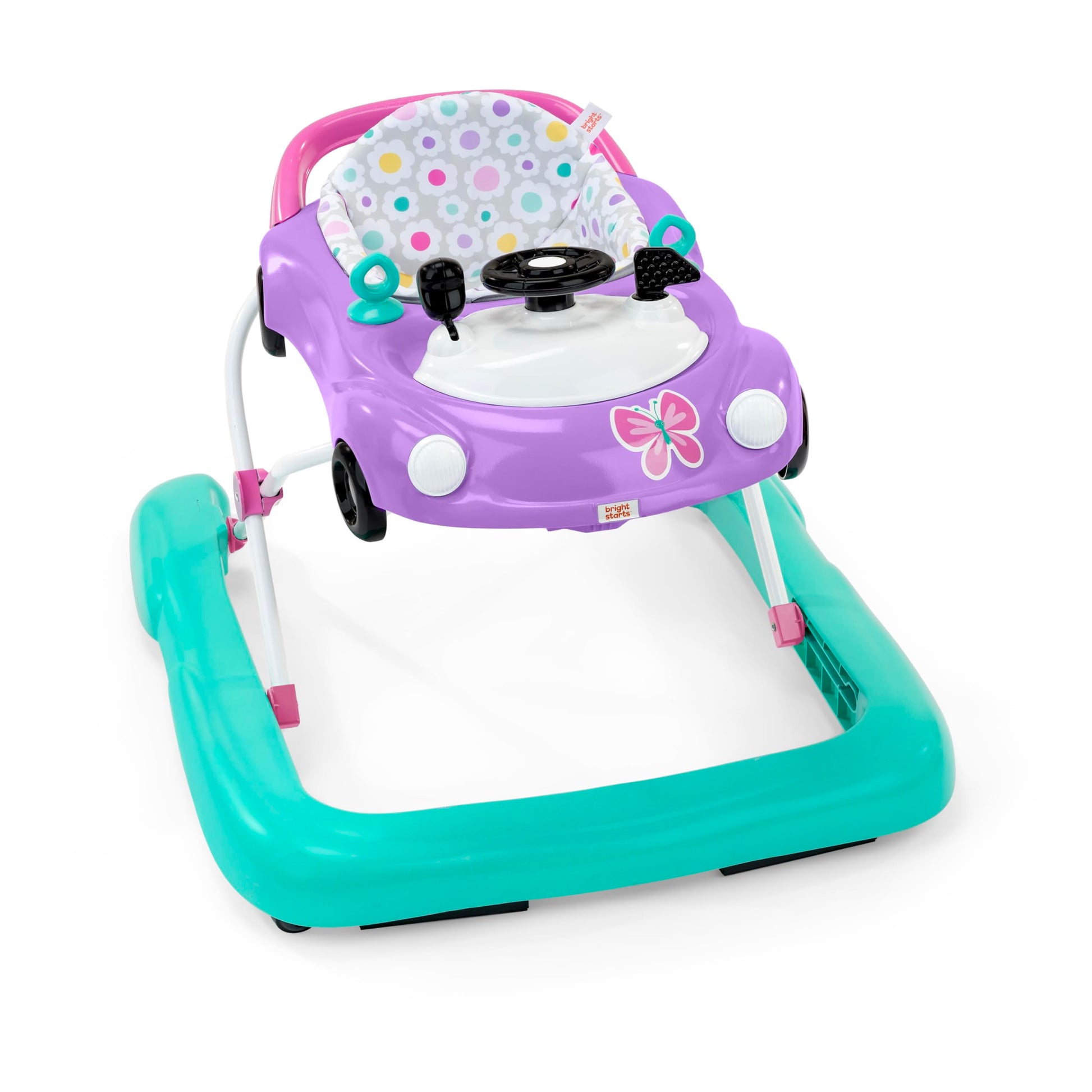 Bright Starts Little Speedster 3-In-1 Car Walker, Purple Power, Baby Activity Walker For Girls And Boys, 6 Months+