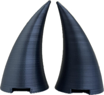2X Demon Horns For Headset/Cosplay - Made In Usa - 20 Colors (Dual Black/Silver)