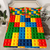 Feelyou Gaming Fitted Sheet Full Size Kids Building Blocks Bedding Set for Boys Teens Toddler Toy Brick Bed Sheet Set Breathable