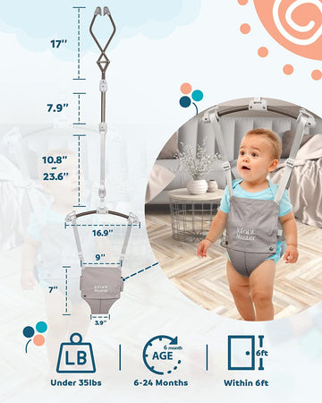 Infant Master Baby Doorway Jumpers, Sturdy Johnny Jumper W/Adjustable 10.8'-23.6' Inches Strap, Soft Baby Johnny Bouncer W/Sea