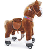 PonyCycle Official Ride-On Horse No Battery No Electricity Mechanical Pony Brown with White Hoof Giddy up Pony Plush Walking Ani