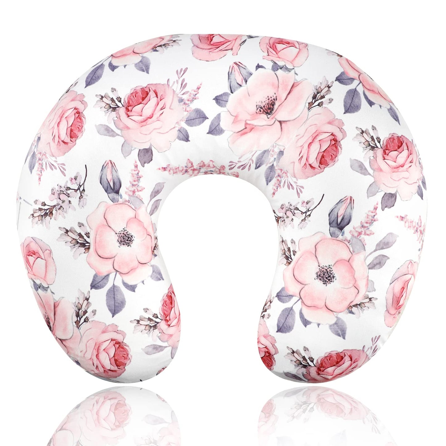 Nursing Pillow Cover Girls, Floral Breastfeeding Pillow Cover For Baby, Snug Fits Newborn Nursing Pillow Case, Super Soft Breath