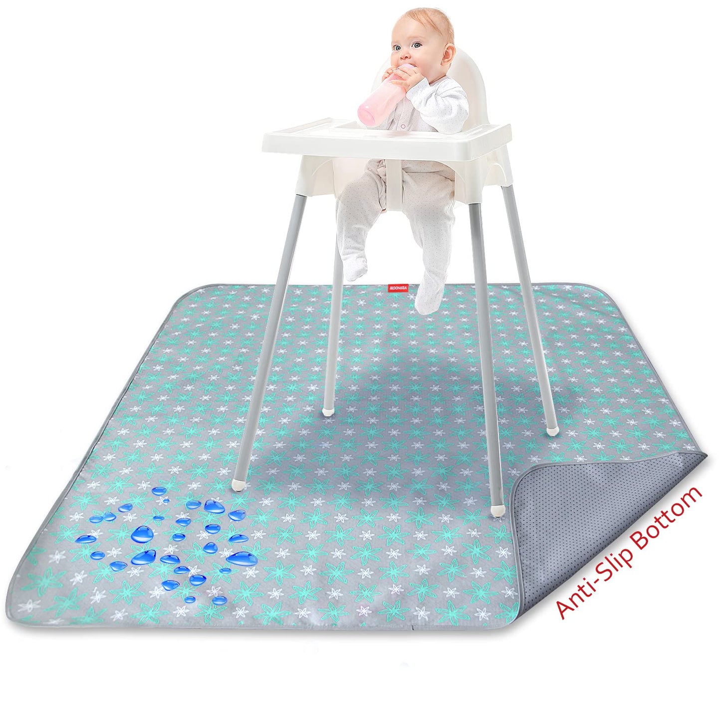 Splat Mat For Under High Chair Mat, Mealtime Baby Art/Crafts/Playtime, Anti Slip Waterproof Splash Machine Washable Portable Pic