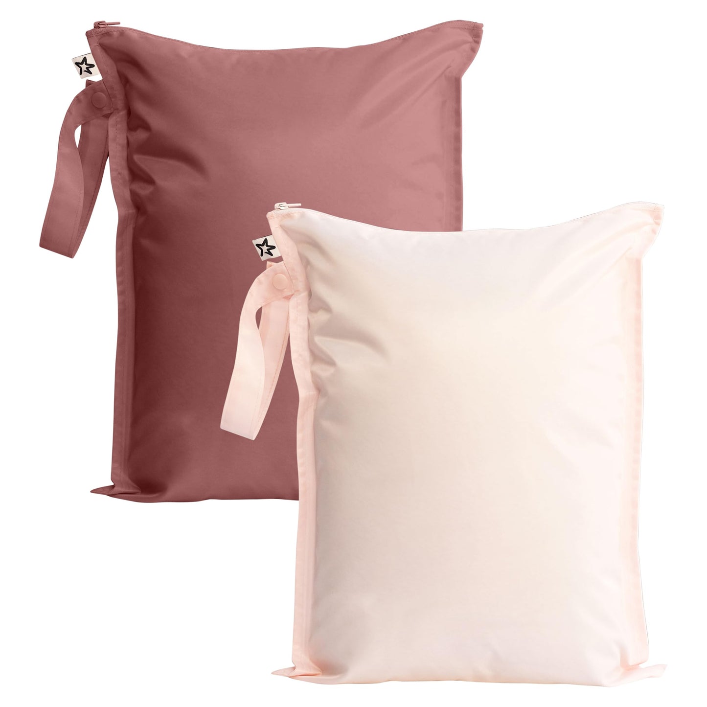 Tiny Twinkle Mess Proof Wet Bags | 2-Pack Reusable Waterproof Wet Bags for Swimsuits | Baby Clothes | Travel & Diaper Bag (Rose,