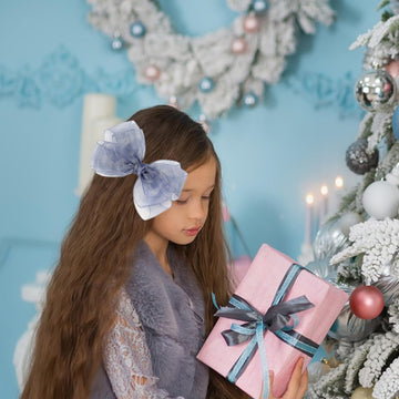 5.5-Inch Organza Double Hair Bows Alligator Clips Hair Accessories For Girls Toddler Kids Children Teens - Gray