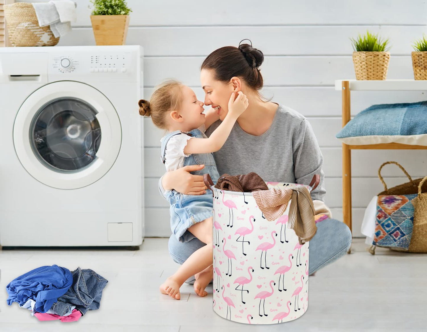 Ddbasket Flamingo Pink Laundry Hamper Baby Girl Laundry Basket Kids Toy Storage Bins Nursery Hamper For Girls Room Decor Bedroom