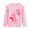 Cm-Kid Girls Valentines Day Shirt Toddler Girl Dinosaur Heart Graphic Tees Kids Ruffle Long Sleeve Tops Pink T-Shirt 5-6 Years