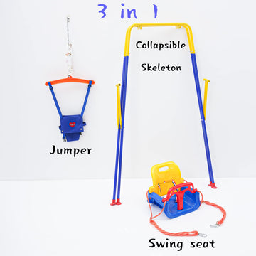 3-In-1 Swing Set Baby Jumper And Bouncers For Toddler, Baby Swing Is Suitable For Indoor And Outdoor Play, With A Foldable Metal
