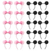 Newtgan 20 Pcs Mouse Ears Headbands For Birthday Party Theme Park Costume Play Celebration For Boys And Girls (Black,Pink) (Pink