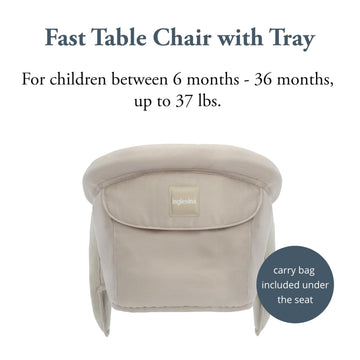 Inglesina Fast Table Chair - Cream + Fast Dining Tray - Portable High Chair For Baby & Toddlers, Infant 6-36 Months - Fits Table