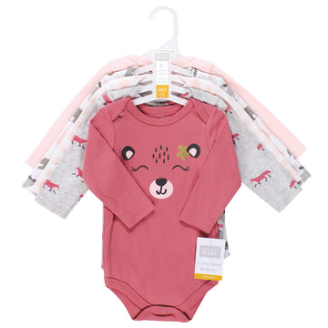 Hudson Baby Unisex Baby Cotton Long-Sleeve Bodysuits, Girl Woodland Animals, 0-3 Months