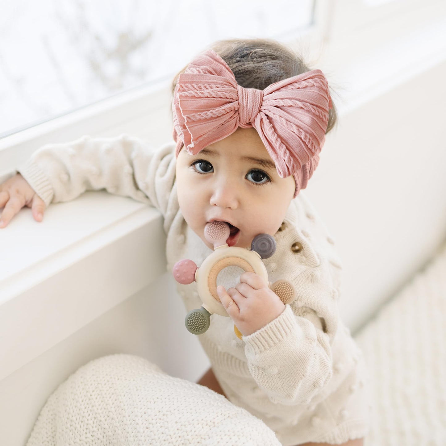 Prohouse 8 Pack Baby Headbands Soft Nylon Hairbands Hair Bows For Newborns Infants Toddlers And Baby Girls Elastic Hairbands For