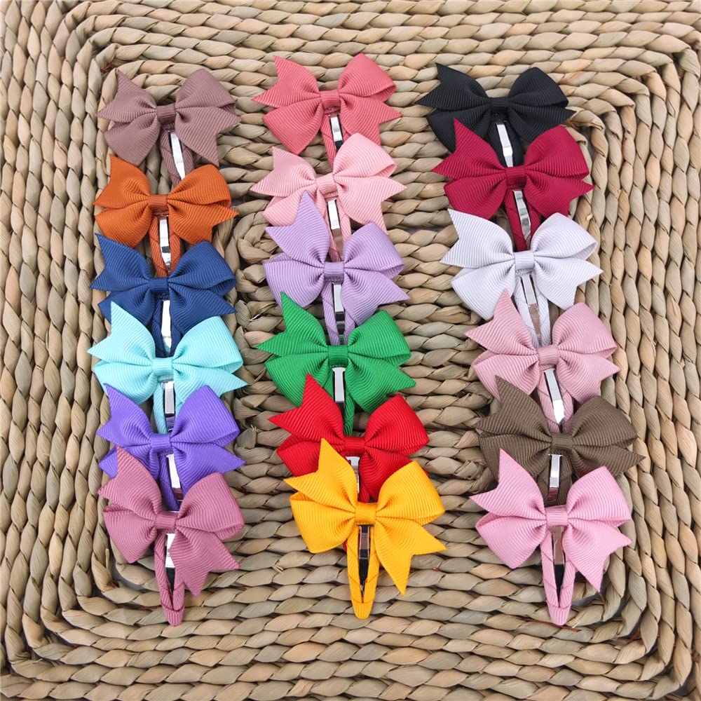 Baily 24 Colors Small Pinwheel Hair Bow Snap Clip Fully Wapped For Baby Girl Toddler Hair Clips In Fringe Bangs (Pinwheel Bow Sn